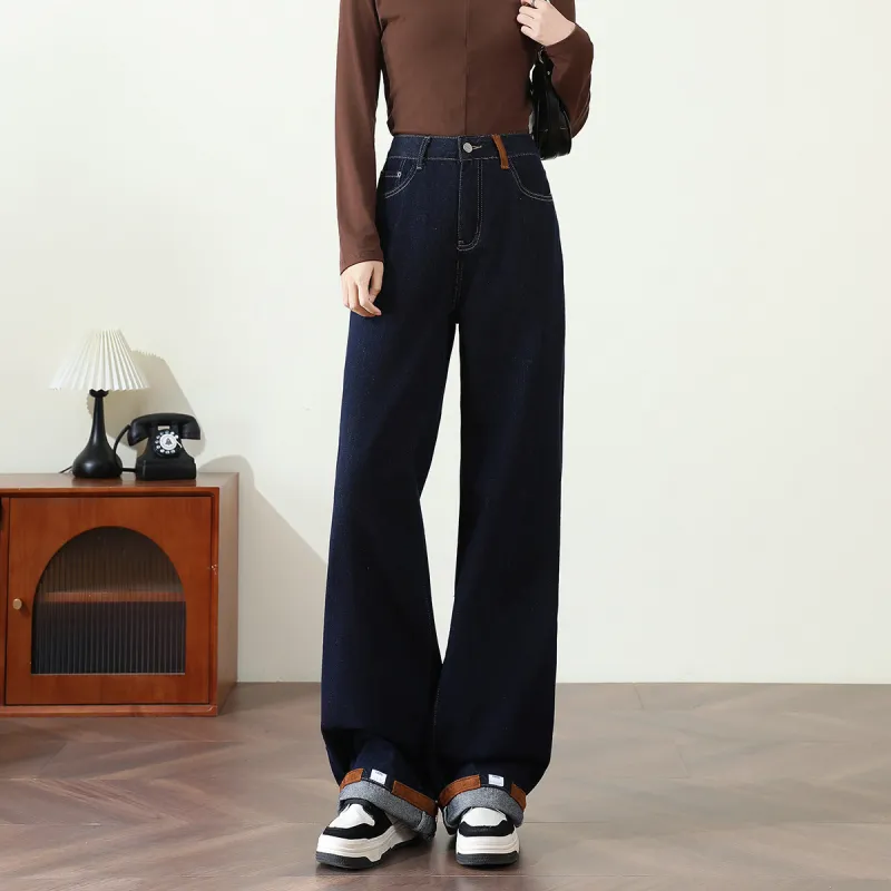 FAWENXIANGZI Jeans Women's Dark Blue-4