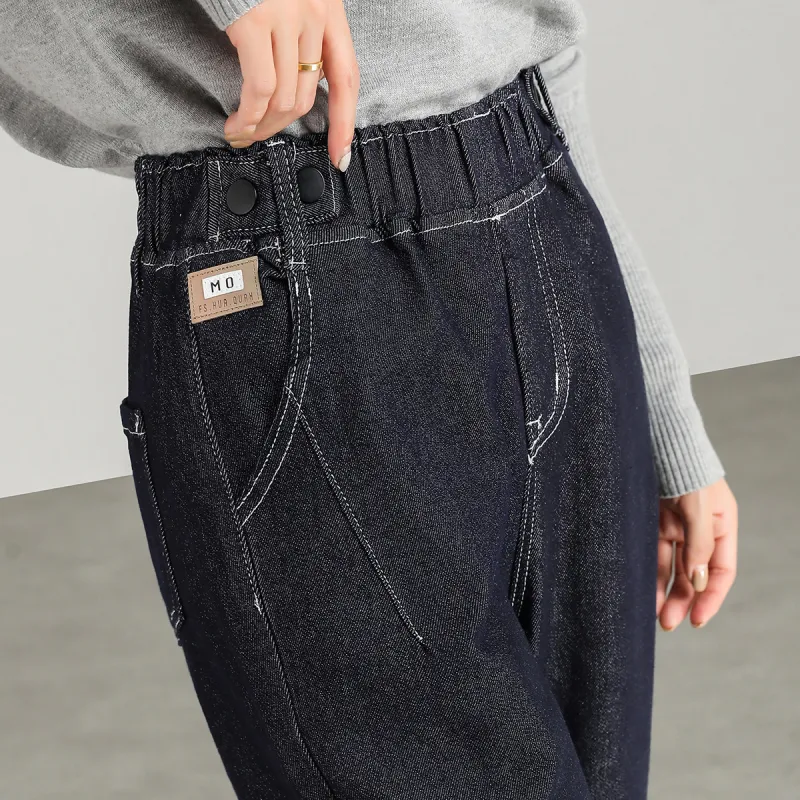 FAWENXIANGZI Jeans Women's Dark Blue-10