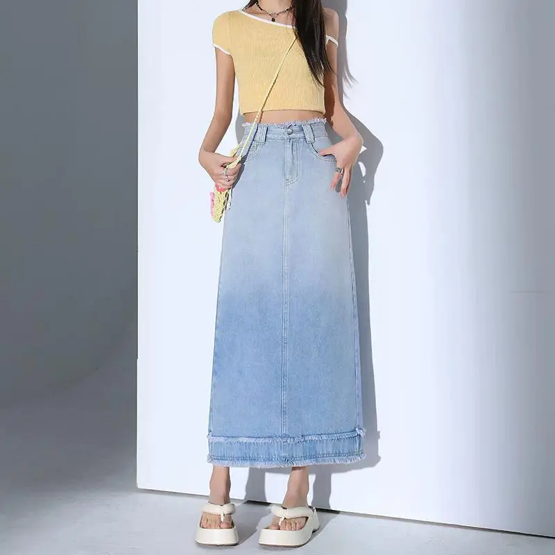 YINLEI Denim Long Skirt Women's-2