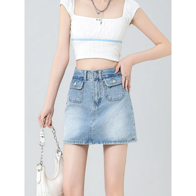 YINLEI Denim Short Skirts Women's-2