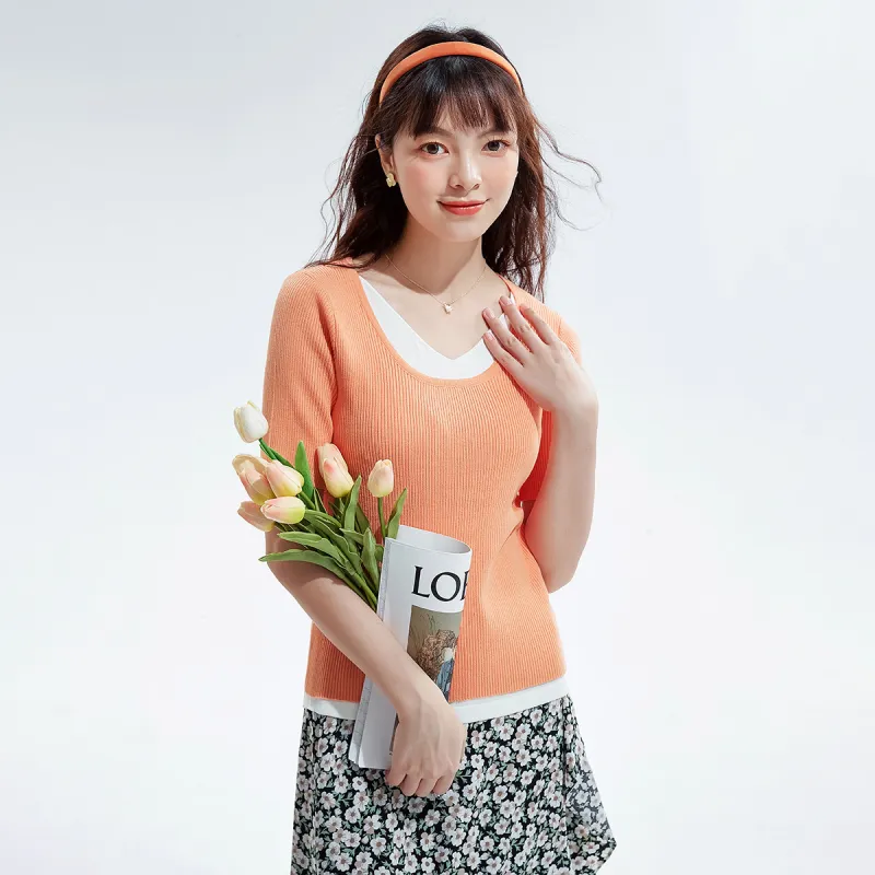 FAWENXIANGZI T Shirts Women's Orange-3