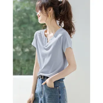 Mo Han Yi Mei T Shirts Women's Blue