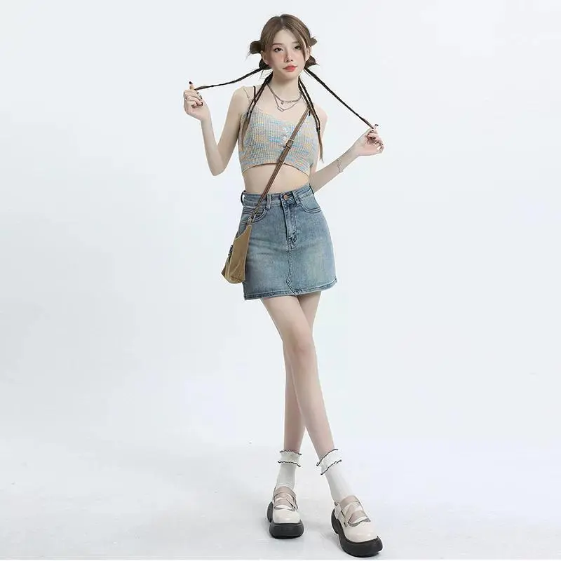 YINLEI Denim Short Skirts Women's-0
