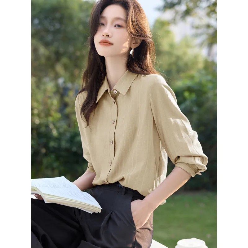 Mo Han Yi Mei Shirts Women's Beige Apricot-2