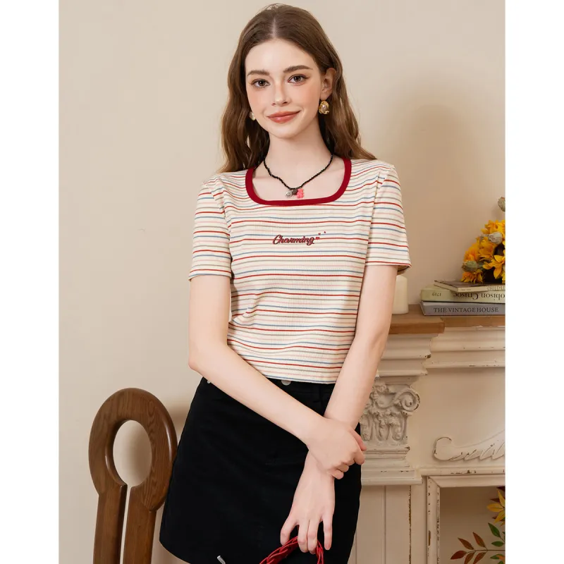 BANANA BABY T Shirts Women's Red Stripes-1