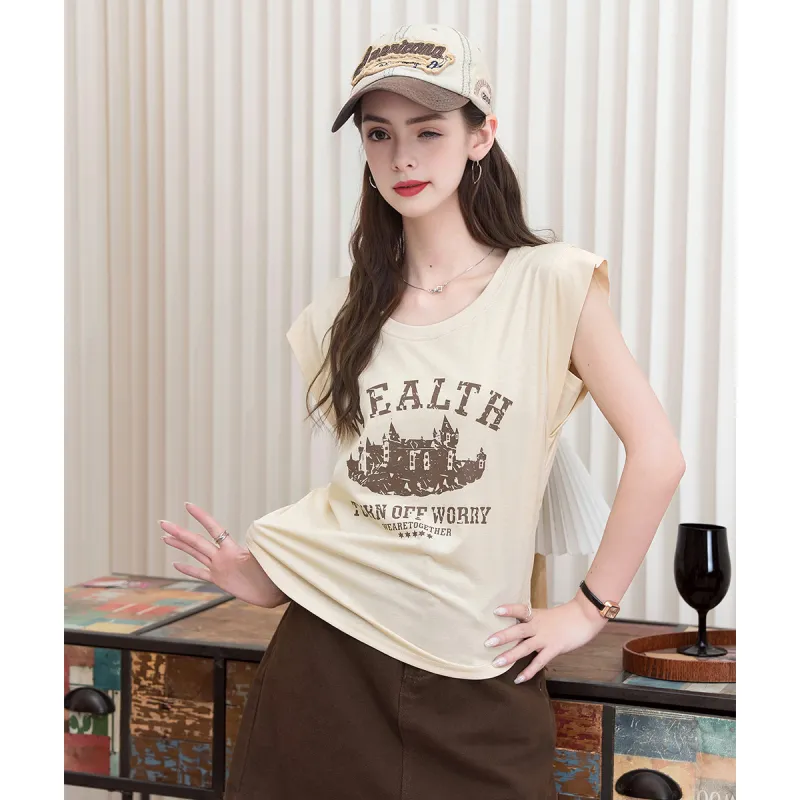FAWENXIANGZI Flutter Sleeve T Shirt Women's-2