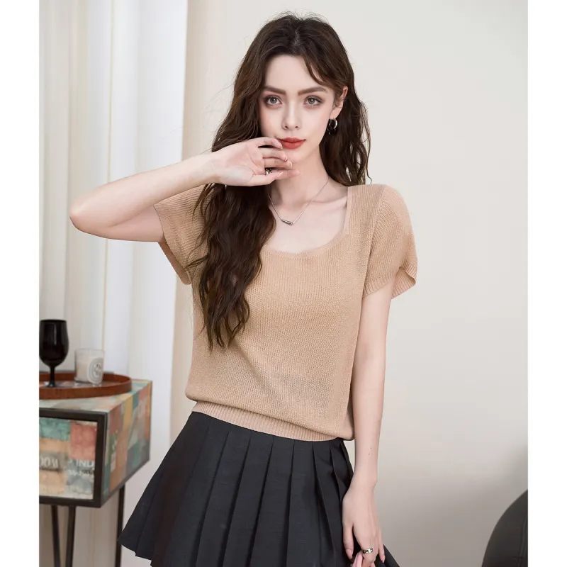 FAWENXIANGZI Knitwear Women's Leather Pink-3