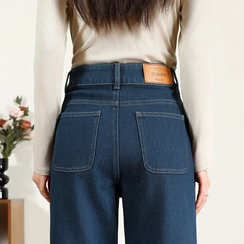 FAWENXIANGZI Jeans Women's Dark Blue-9