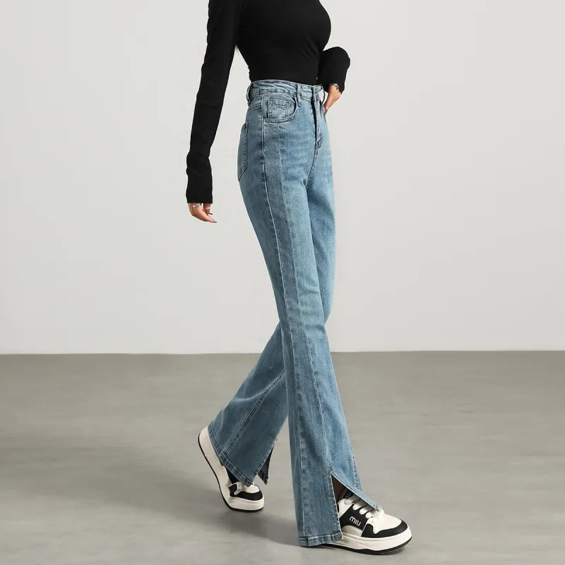 FAWENXIANGZI Jeans Women's Light Blue-3
