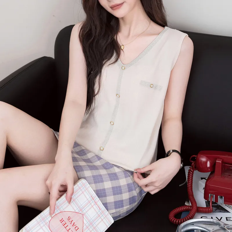FAWENXIANGZI Tank Tops Women's Apricot-2