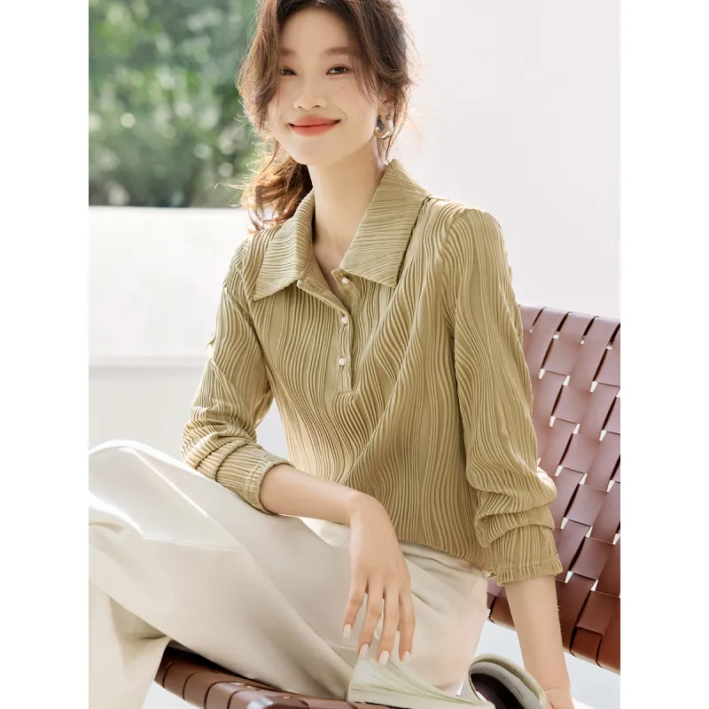 Mo Han Yi Mei Shirts Women's Vanilla Green-1