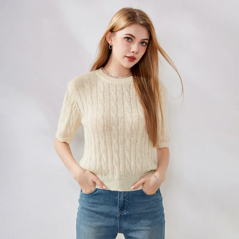FAWENXIANGZI Knitwear Women's Beige Apricot-3