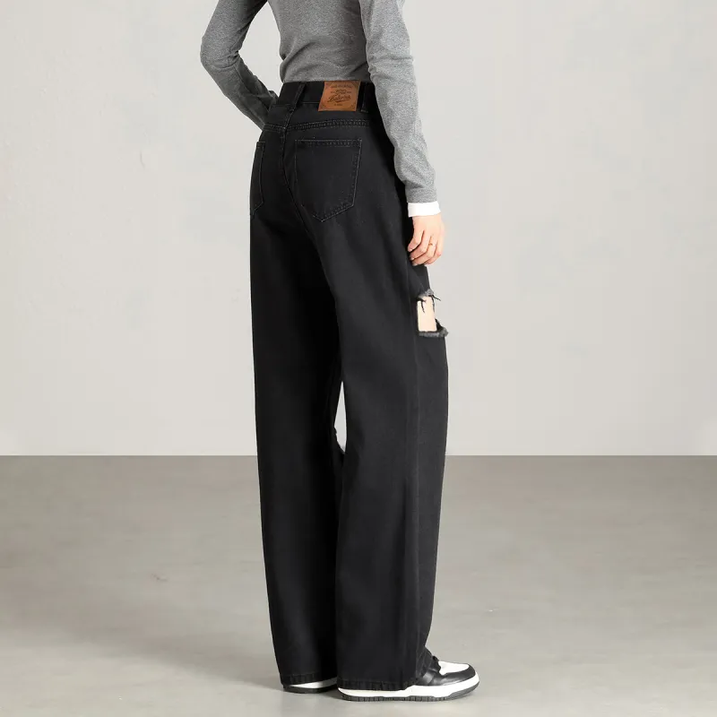 FAWENXIANGZI Jeans Women's Black-8
