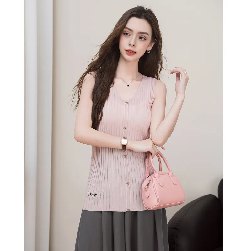 FAWENXIANGZI Tank Tops Women's Pink-3