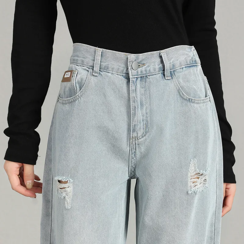 FAWENXIANGZI Jeans Women's Light Blue-9