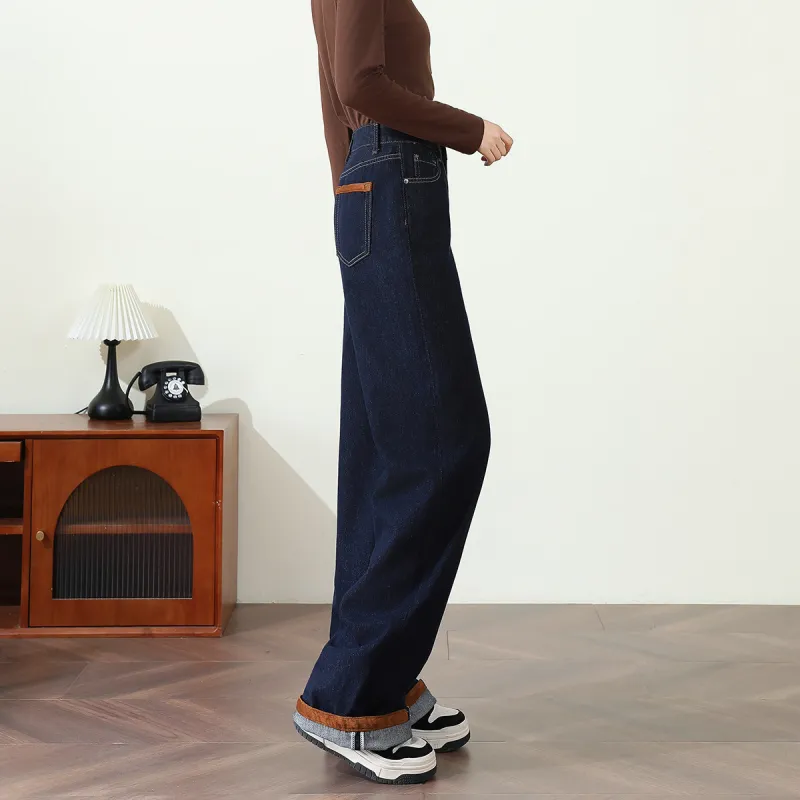 FAWENXIANGZI Jeans Women's Dark Blue-6