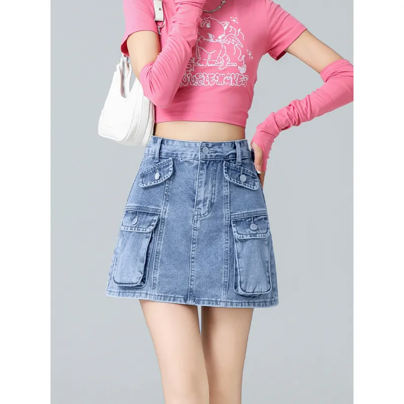 YINLEI Denim Short Skirts Women's-4