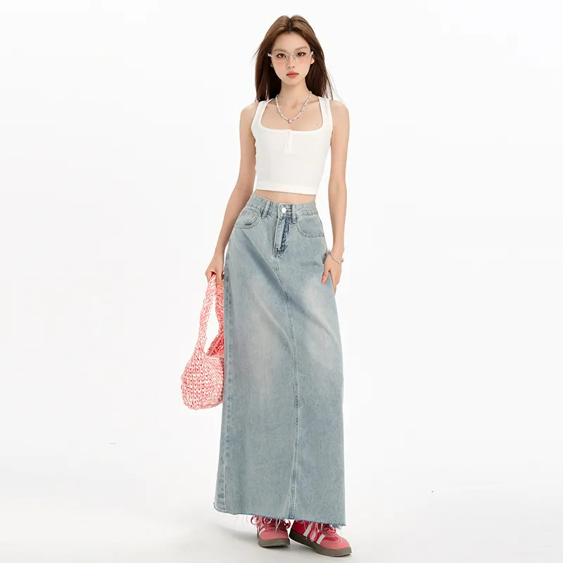 YINLEI Denim Long Skirt Women's-1