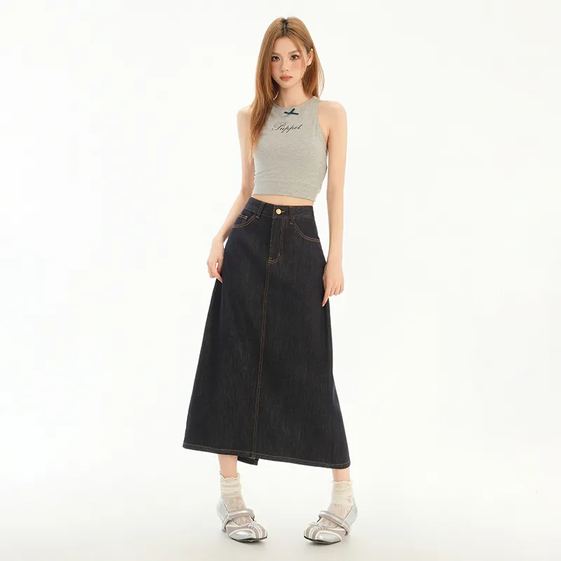YINLEI Denim Long Skirt Women's-5