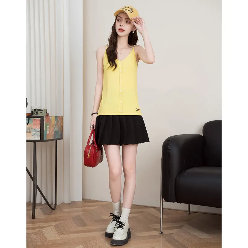 FAWENXIANGZI Tank Tops Women's Lemon-3