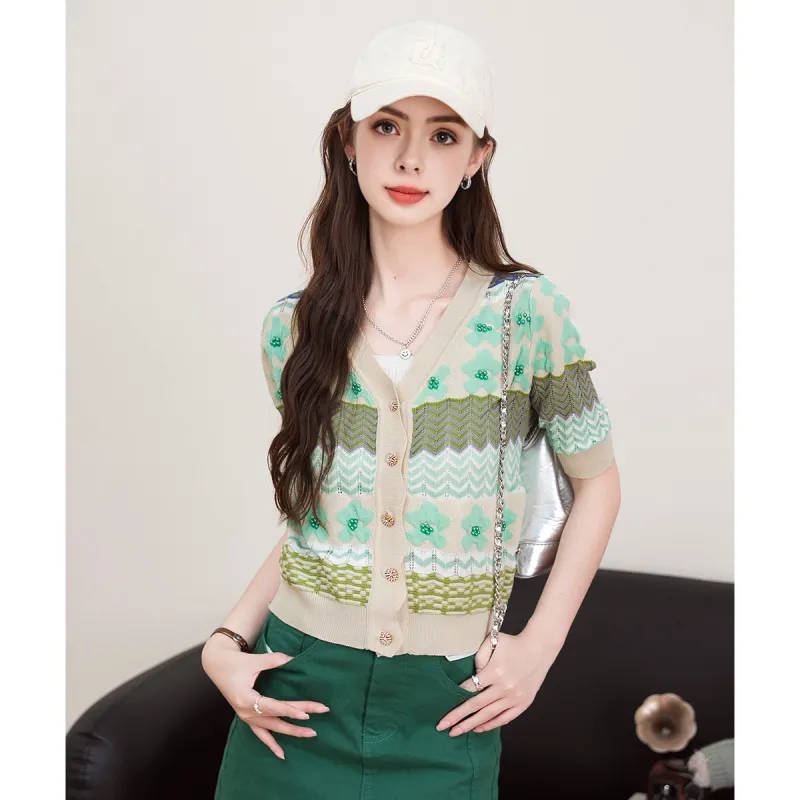 FAWENXIANGZI Knitwear Women's Pink Green Apricot-4