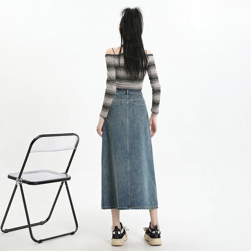YINLEI Denim Long Skirt Women's-1