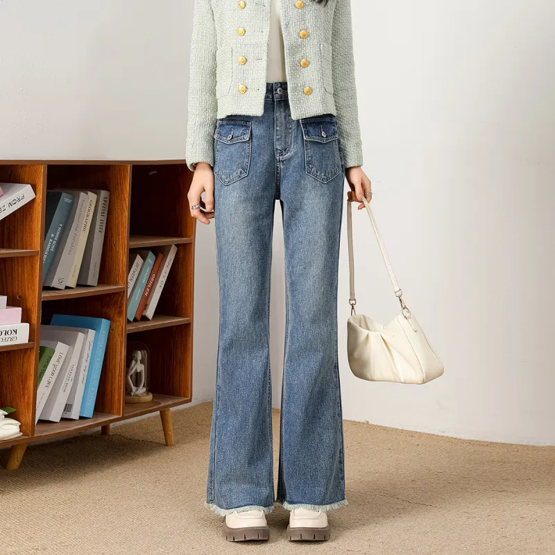 FAWENXIANGZI Jeans Women's Light Blue-1