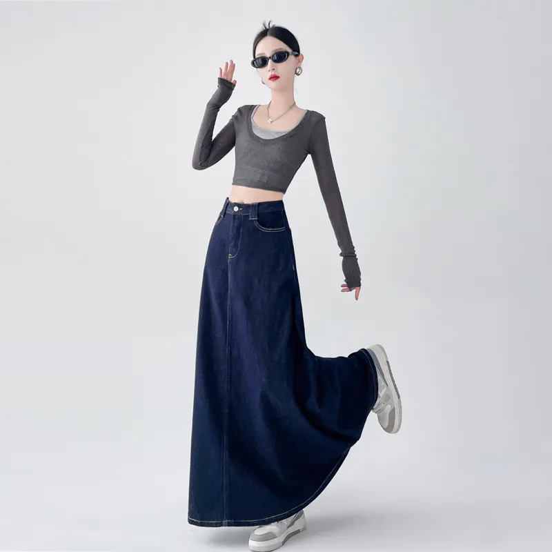 YINLEI Denim Long Skirt Women's-1