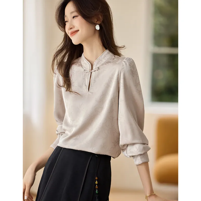Mo Han Yi Mei Shirts Women's Beige Apricot-2