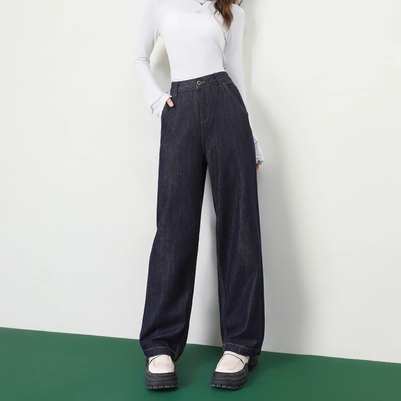 FAWENXIANGZI Jeans Women's Dark Blue-5