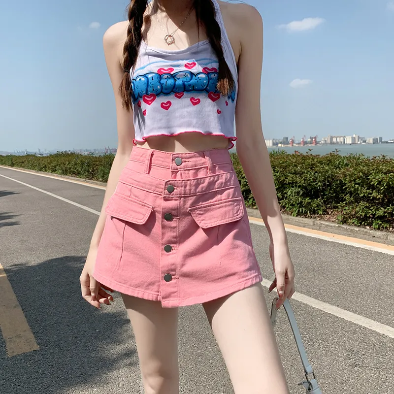 YINLEI Denim Short Skirts Women's-1