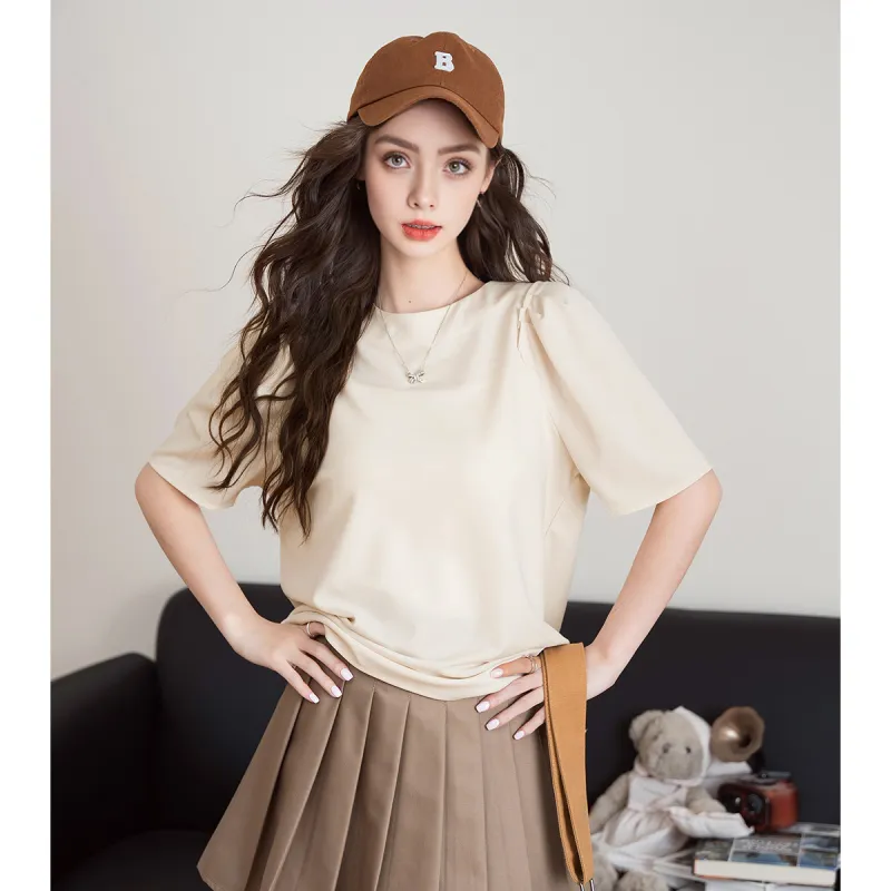 FAWENXIANGZI Puff Sleeve T Shirt Women's-3