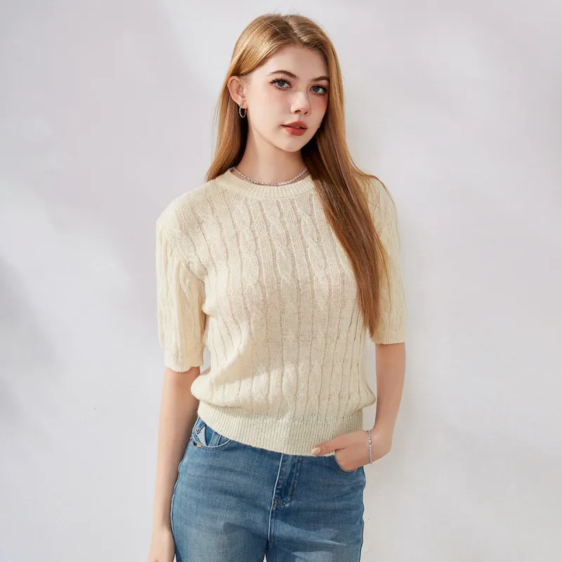 FAWENXIANGZI Knitwear Women's Beige Apricot-6