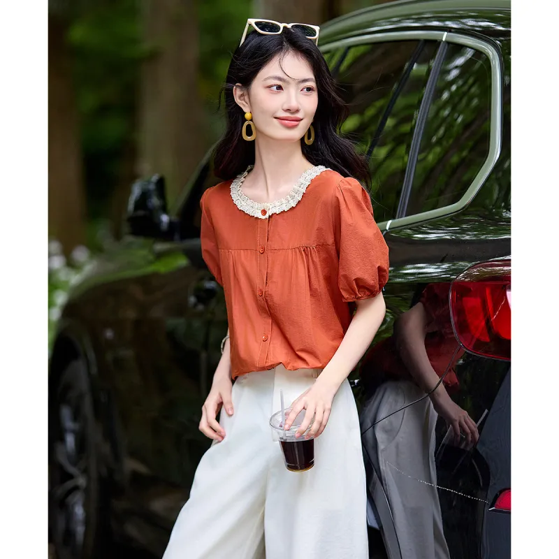 Still quiet Shirts Women's Orange-3