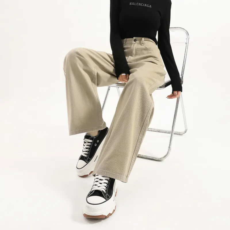 FAWENXIANGZI Jeans Women's Khaki-10