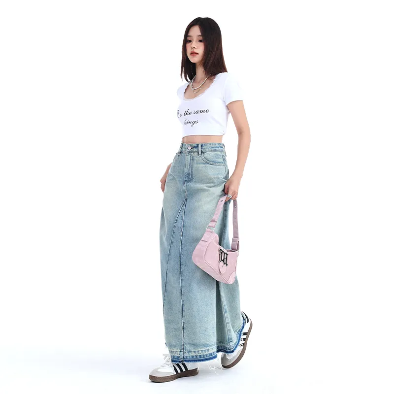 YINLEI Denim Long Skirt Women's-3