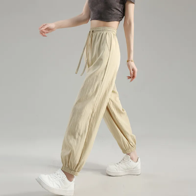 Tonlion Casual Pants Women's Beige Apricot-3