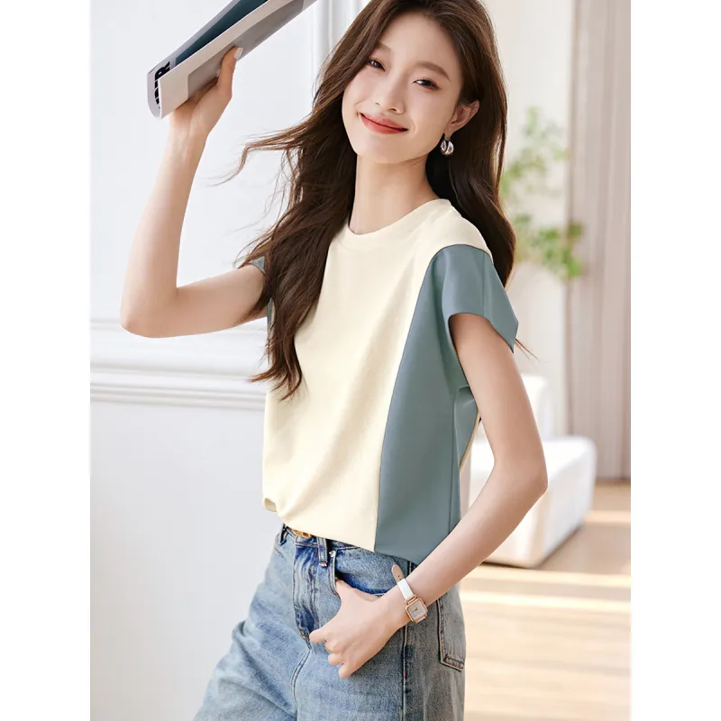 Mo Han Yi Mei T Shirts Women's Blue & White-4
