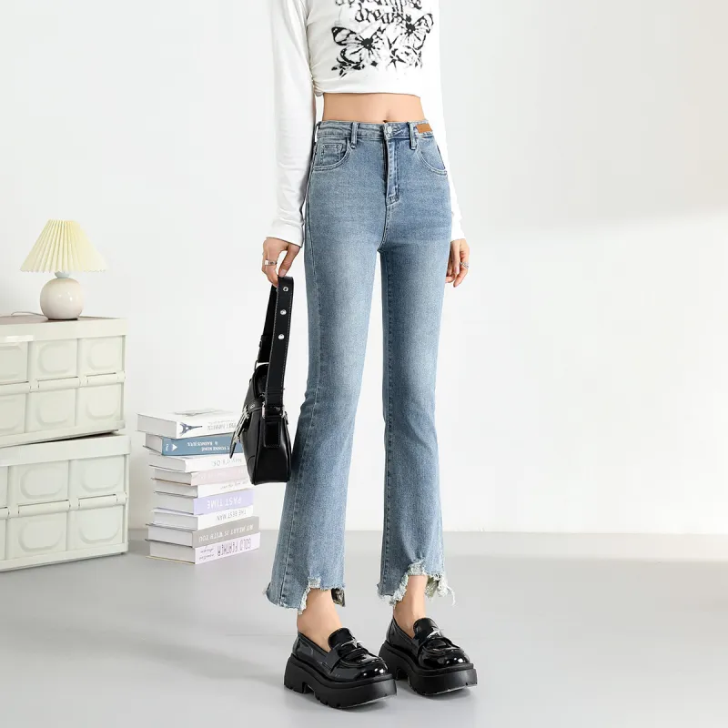 FAWENXIANGZI Jeans Women's Denim Blue-3