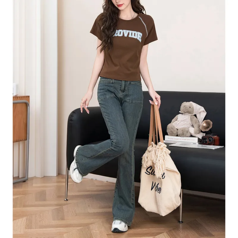 FAWENXIANGZI Crop Tops Women's Coffee-2