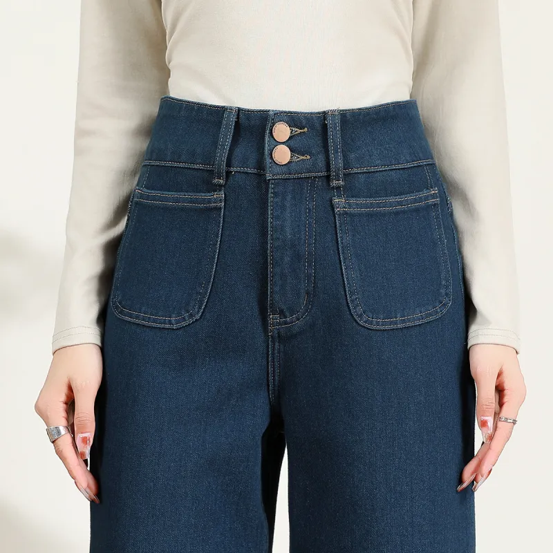 FAWENXIANGZI Jeans Women's Dark Blue-8