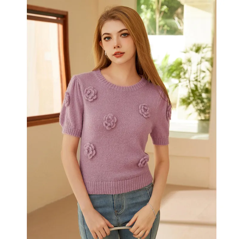 FAWENXIANGZI Knitwear Women's Pink Purple-2