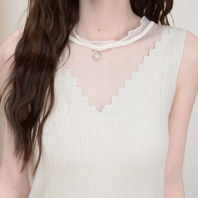 FAWENXIANGZI Tank Tops Women's Beige Yellow-7