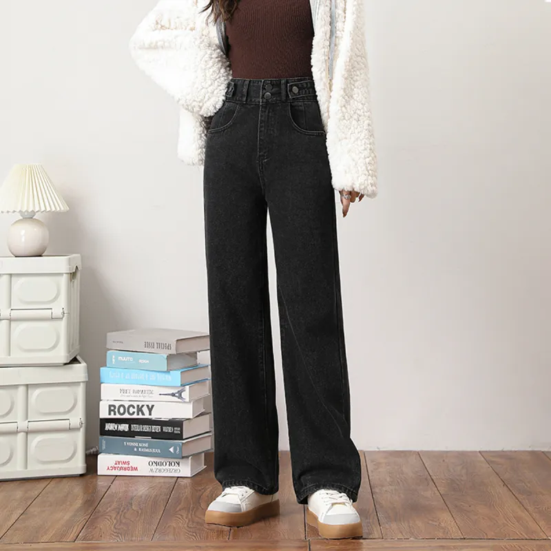 FAWENXIANGZI Jeans Women's Black-4