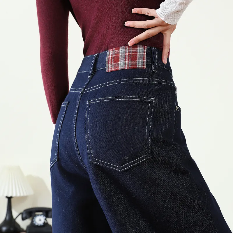 FAWENXIANGZI Jeans Women's Dark Blue-10