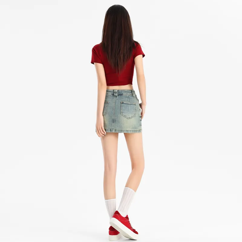 YINLEI Denim Short Skirts Women's-4
