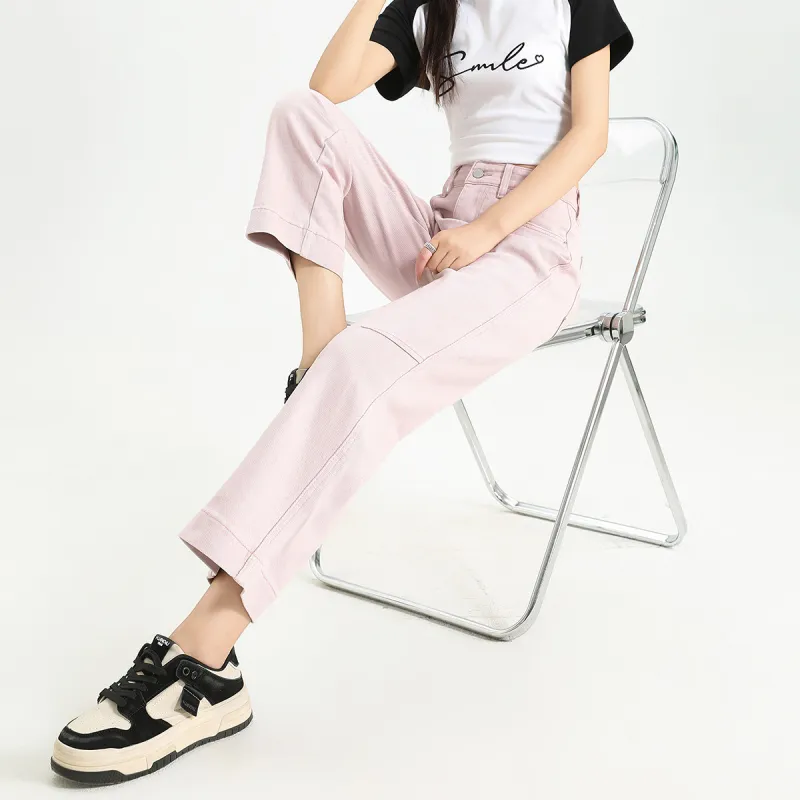 FAWENXIANGZI Jeans Women's Denim Pink-4