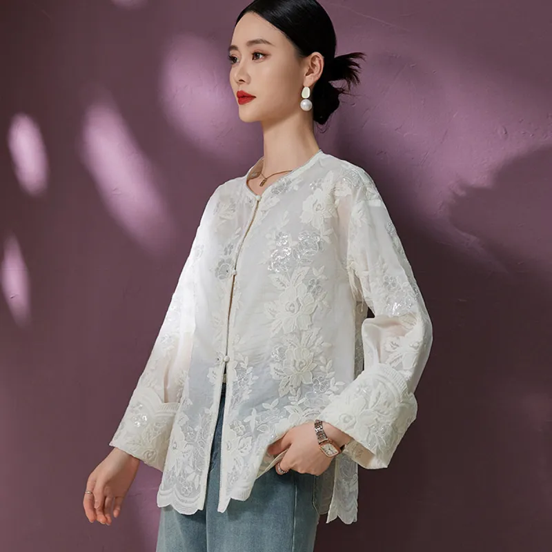 Hang Yi Court Jackets Women's Beige-3