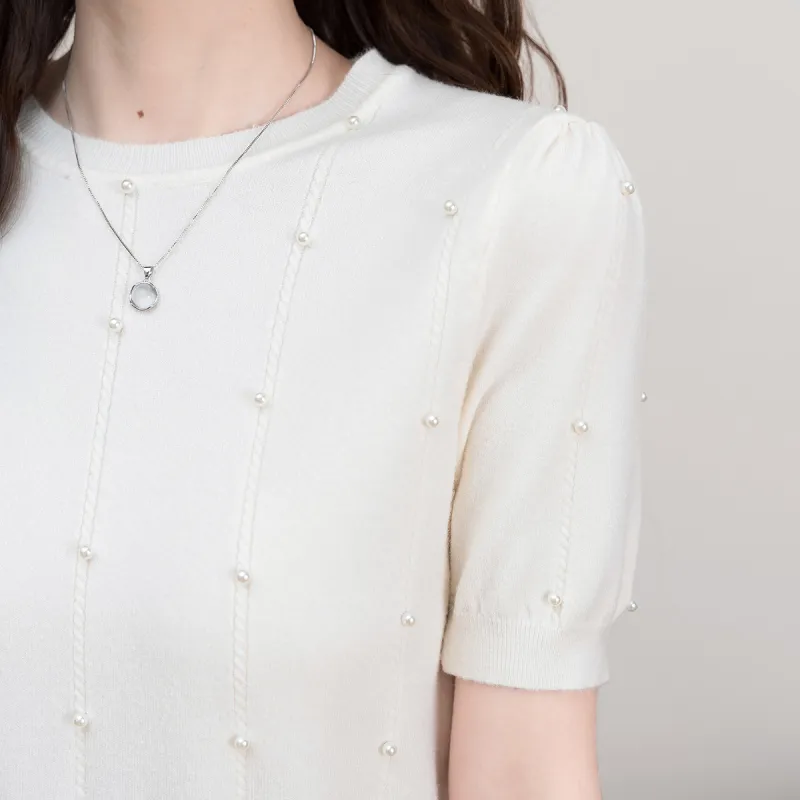 FAWENXIANGZI Puff Sleeve T Shirt Women's-5
