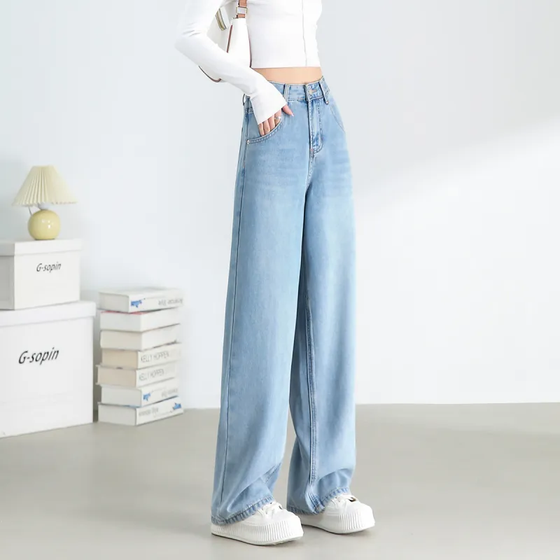 FAWENXIANGZI Jeans Women's Light Blue-7